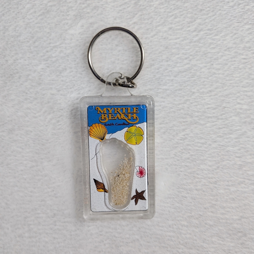 Myrtle Beach SC 90s Sand Footprint Souvenir Keychain